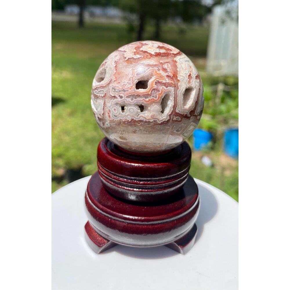 50 mm Mexican Crazy Lace Agate Sphere with Stand